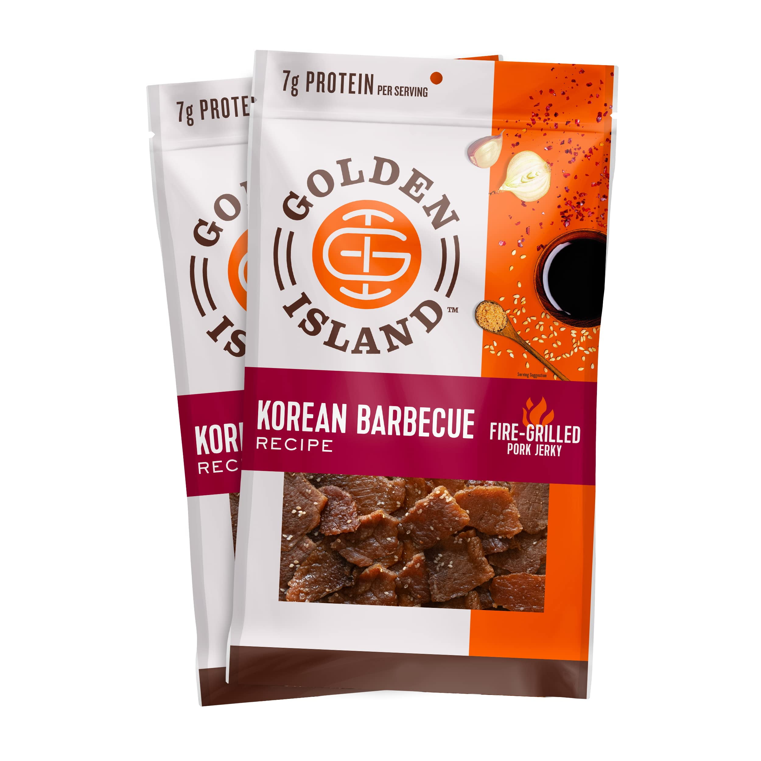 Golden Island Pork Jerky MMF7 Korean BBQ Flavored, Specialty Snack
