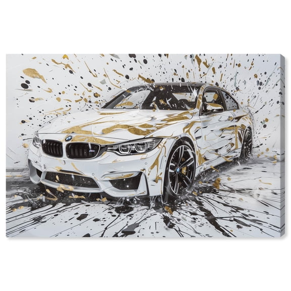 Golden Ivory Luxury Car Canvas Luxe Car Art by Art Remedy, Gallery Wrapped, 15" x 10"
