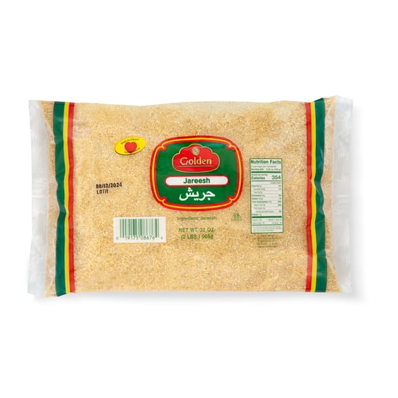 Golden Jareesh | Authentic Coarsely Ground Durum Wheat | 2 lbs (32oz) Packet | Traditional Middle Eastern Grain | Perfect for Jareesh Soup, Stews & Savory Dishes