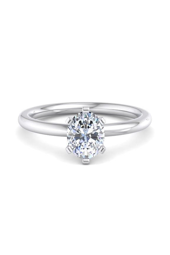 1.8 Ct Oval Cut Moissanite Engagement Ring - 14K White Gold Plated 6 Prong Solitaire Setting - Moissanite Ring - Perfect for Proposal Wedding and Special Occasions - Gift for Her