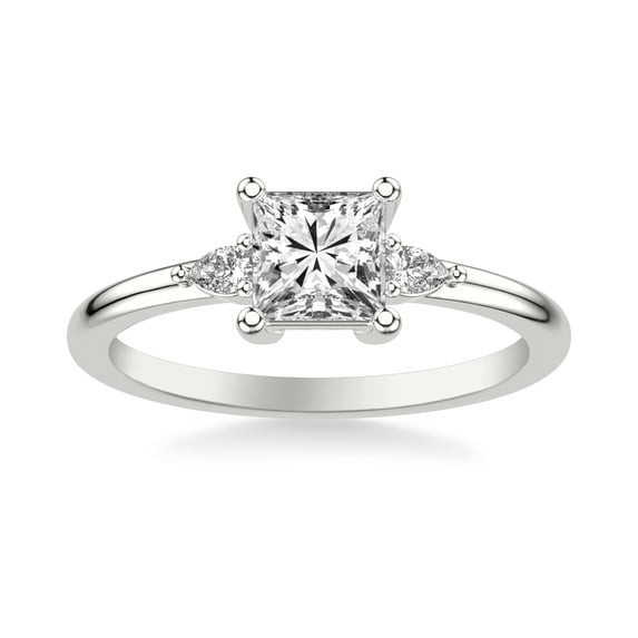 Golden Jewel 1.9 Ct Princess Cut Moissanite Engagement Ring - 14K White Gold Plated Ring for Her- Women's Prong Set Ring - Perfect Gift for Anniversaries Weddings and Special Occasions