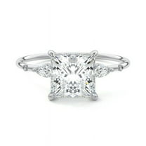 Golden Jewel 14K White Gold Plated Rings - Princess Cut 2.1Ct Diamond Rings for women's - Gorgeous Anniversary Gifts - Wedding Proposal Rings for Her - Engagement Wedding Beautiful Jewelry