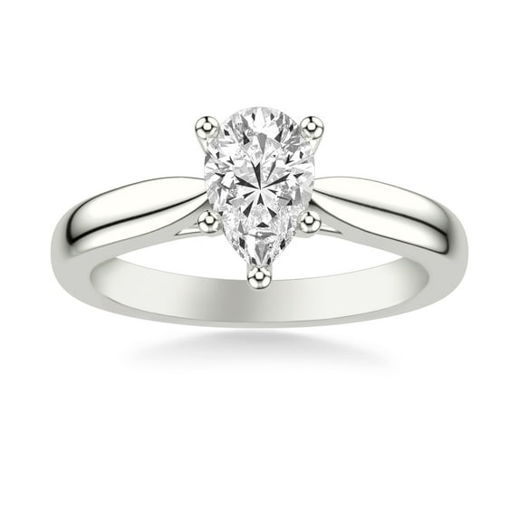 Golden Jewel 2.1 Ct Pear Cut Moissanite Engagement Ring - 14K White Gold Plated Setting Ring - Exquisite Wedding Ring for Women - Perfect for Celebrating Love and Lasting Commitment