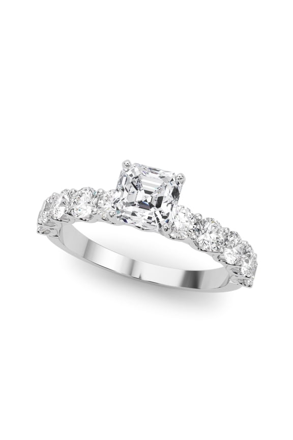 2.3 Ct Asscher Cut Moissanite Engagement Ring - 14K White Gold Plated - Moissanite - Perfect for Proposal and Anniversaries - Timeless Elegance for the Modern Bride