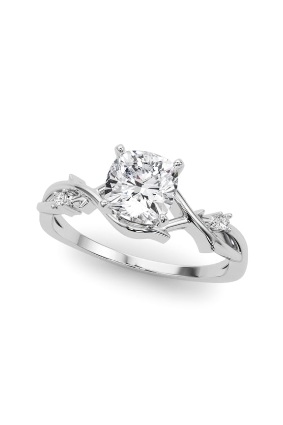2.3 Ct Cushion Cut Moissanite Engagement Vine Nature Inspired Ring - 14K White Gold Plated Prong Setting - Moissanite Ring - Perfect for Wedding, Anniversary and Gifts for Her