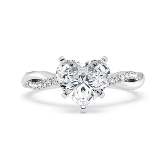 Golden Jewel 2.3 Ct Heart Cut Moissanite Halo Engagement Ring - 14K White Gold Plated Moissanite Rings - Elegant Split Shank Design Rings - Perfect Gift for Women - Ideal for Anniversary