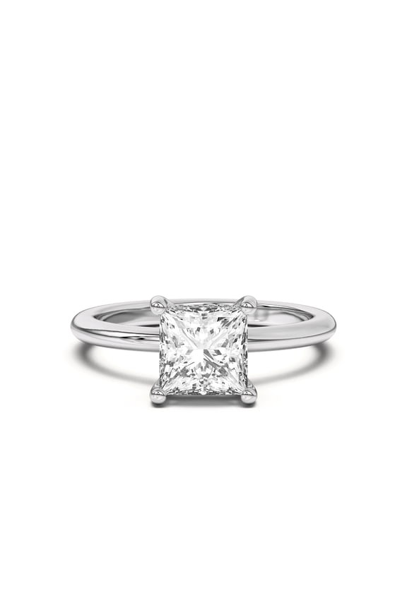 2.3 Ct Pred Moissanite - Elegant Prong Setting - Perfect Bridal Jewellery - Ideal Gift for Women'sincess Cut Moissanite Hidden Halo Engagement Ring - 14K White Gold Plated Lab-Creat