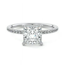 Golden Jewel Princess Cut Excellent 1.8 Ct Diamond Ring For Women's - 14K 14K White Gold Plated Diamond Ring - Solitaire with Accent Diamond Rings for Women's - Hidden Halo Diamond Rings for Women's