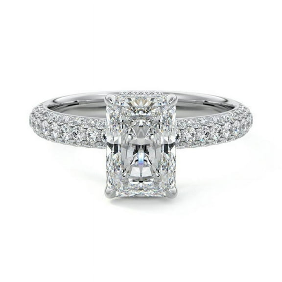 Golden Jewel Radiant Cut Excellent 1.9 Ct Diamond Rings For Women's - 14K White Gold Plated Rings - Wedding Rings for Women's -Engagement Wedding Diamond Rings - Halo Diamond Rings for Women's