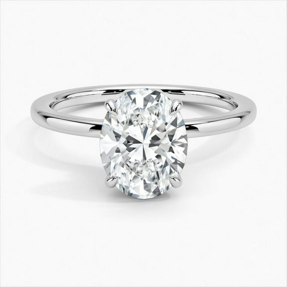 Golden Jewelry 14K White Gold Plated Ring for Women's - Oval Cut Excellent 2 Ct Moissanite Ring For Women's - Single Moissanite Simple Ring - Solitaire Moissanite Ring for Women's - Classic Ring