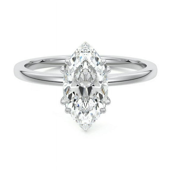Golden Jewelry 14K White Gold Plated Rings - 2.1 Ct Marquise Cut Moissanite Wedding Rings - Engagement Moissanite Jewelry for Women's - Causal Daily Wear Ring - Moissanite Beautiful Special Ring