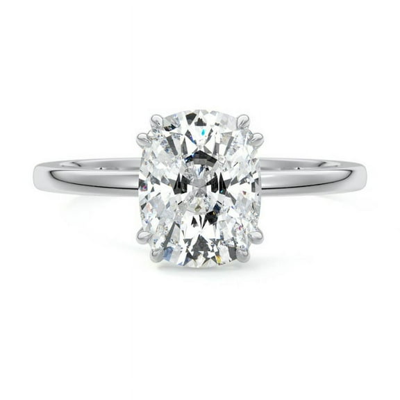 Golden Jewelry 2.2 Ct Cushion Cut Moissanite Rings - 14K White Gold Plated Rings for Her - Engagement Wedding Moissanite Rings On Clearance - Special Occasion Ring Women's - Causal Office Wear Ring