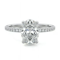 Golden Jewelry Oval Cut Excellent 2.2 Ct Moissanite Ring For Women's - White Gold Plated 14K Moissanite Ring Hidden Halo Moissanite Rings for Women's - Solitaire with Accent Moissanite Ring