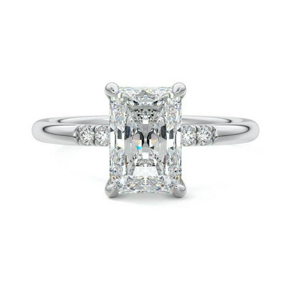 Golden Jewelry Radiant Cut 1.4 Ct Moissanite Wedding Anniversary Ring - 14K White Gold Plated Wedding Ring - Wedding Bridesmaid Ring for Women's - Anniversary Gifts for Women - Gifts for Birthday