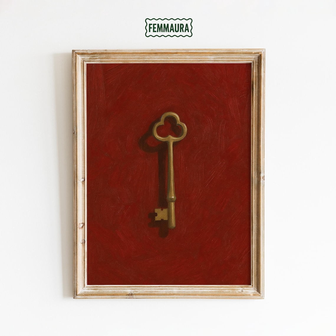 Golden Key Wall Art Print, Minimalist Vintage Symbol Illustration And ...