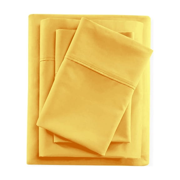 Golden King Size Sheet Set Soft Brushed Bed Sheets Microfiber Hotel Luxury Set of 4 Pieces – Flat Sheet Fitted Sheet 2 Pillowcases 15 " Deep Pocket Fade Wrinkle Stain Resistant Bedding