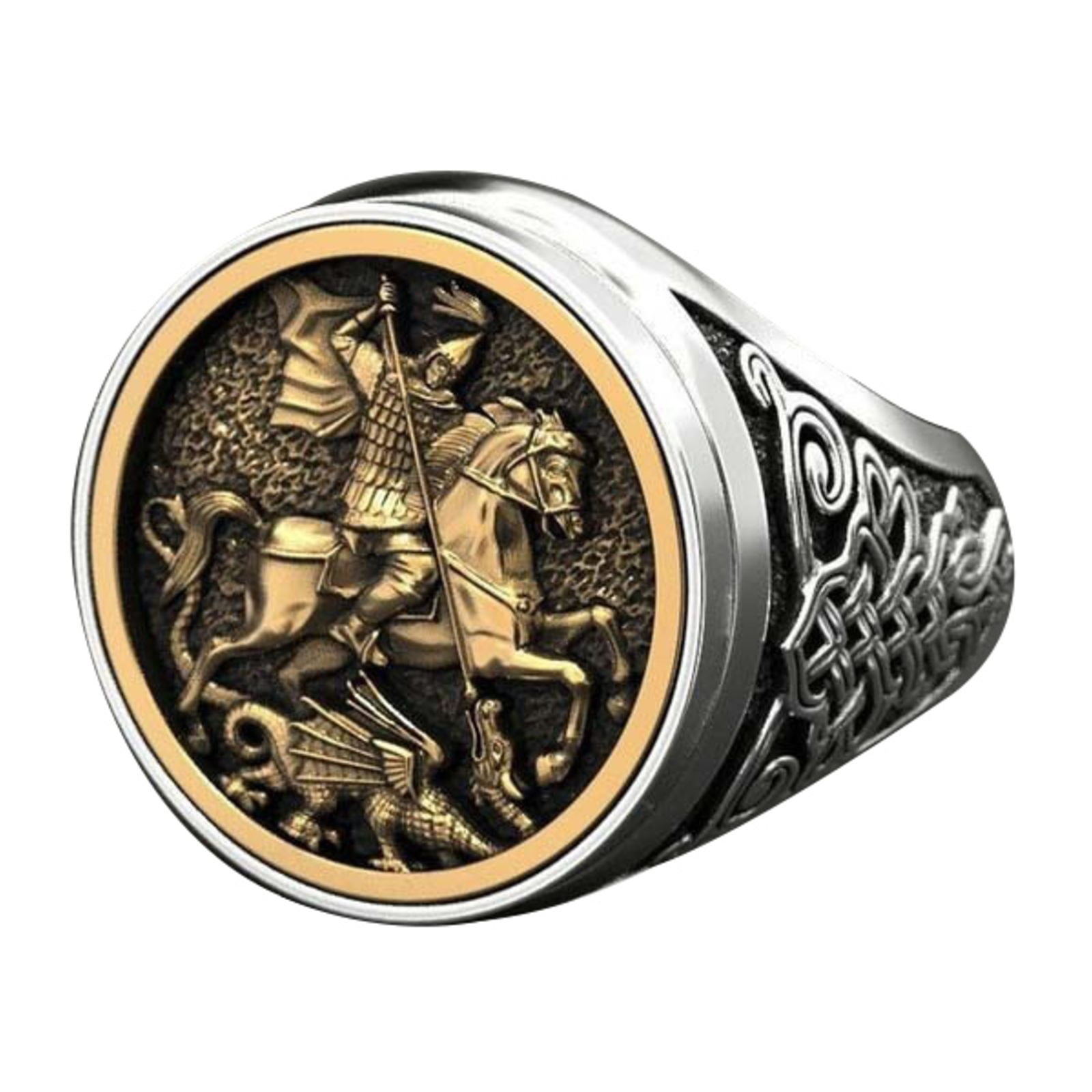 Golden Knight Ring, Society Dark Gold Ring, Vintage Ring, Diamond Ring ...