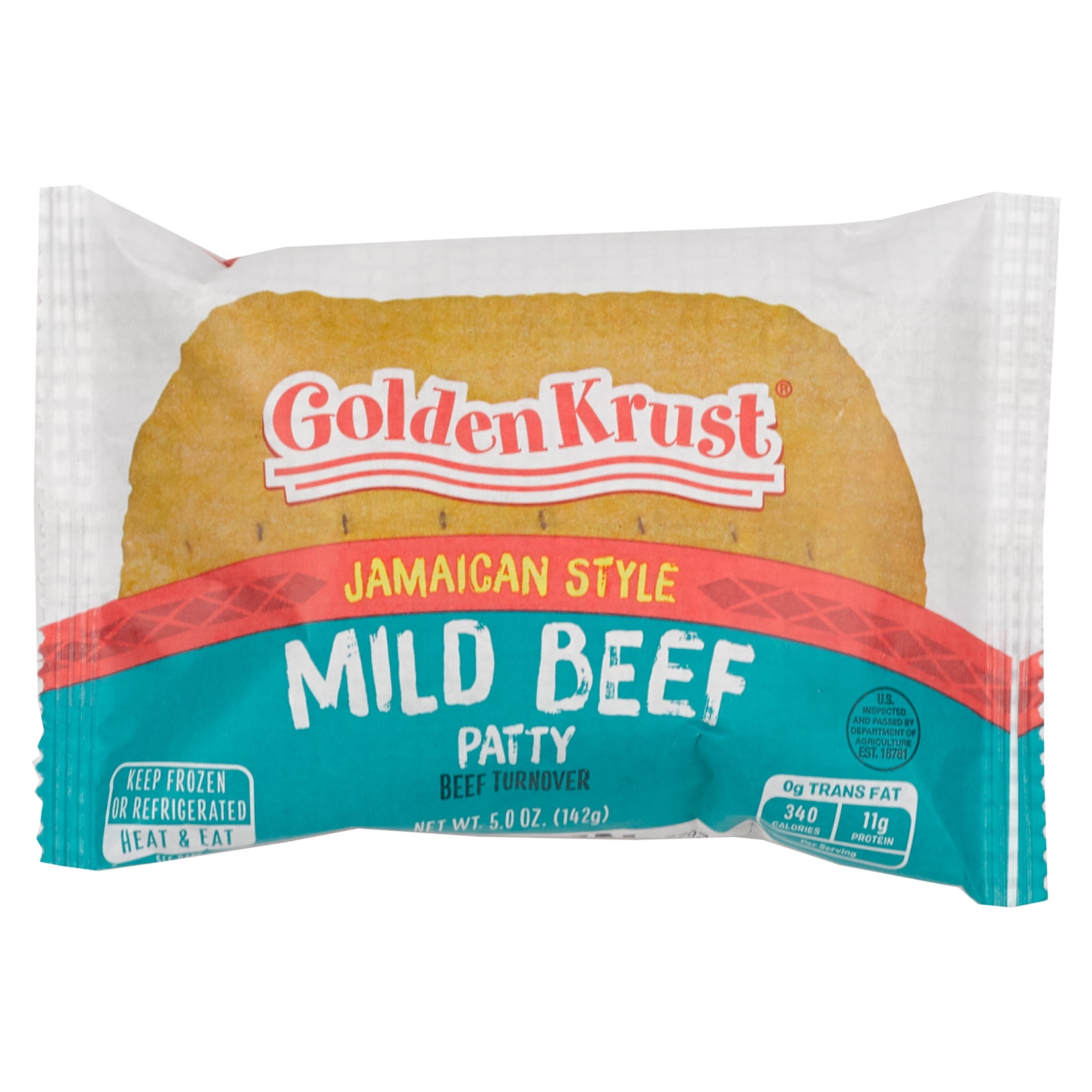 Golden Krust Mild Beef Jamaican Frozen Appetizer Patties, 1ct, 5oz (142g)
