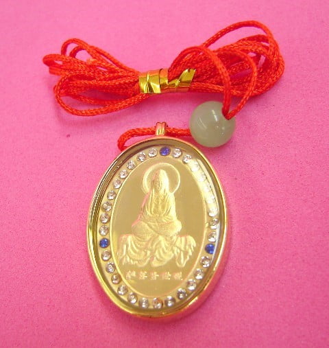 Golden Kuan Yin Pendants by Feng Shui Import LLC