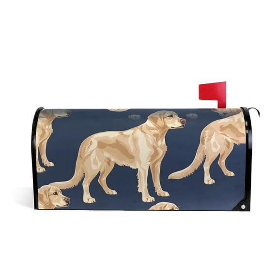 Golden Labrador Dog Mailbox Covers Magnetic Post Box Cover Wraps Standard Size 25.5"x21" Waterproof Home Garden Yard Outside Decor