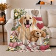 thumbnail image 1 of Golden Labrador Puppy Farmhouse Floral Hearts, Festive Pet Portrait Pattern, Warm Flannel Blanket for Ranch House and Living Room, Dog Lovers Just Because Gift, Pet Lover Home Decor, 1 of 9