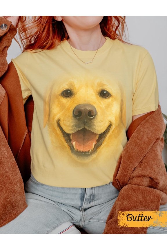 Golden Labrador Retriever Dog Cute Lab Face Animal Lover Graphic T-Shirt