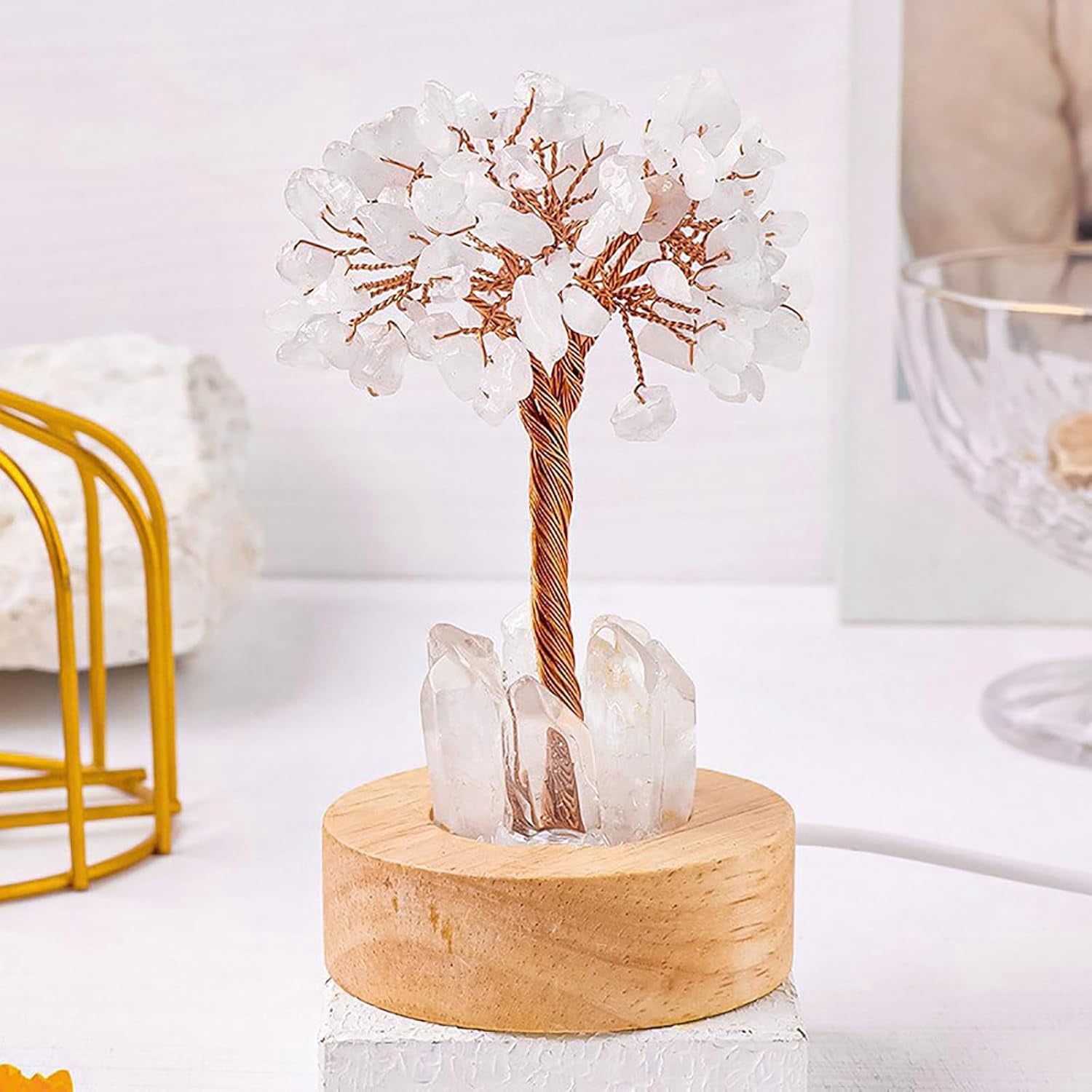 Golden Lamp of Wealth – Citrine Crystal Tree Night Light, Handmade ...
