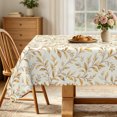 thumbnail image 1 of Golden Leaf Botanical Rectangle Tablecloth,52x70 Inch,Stain‑Resistant Decorative Table Cover for Kitchen Table Holiday Home Use, 1 of 6