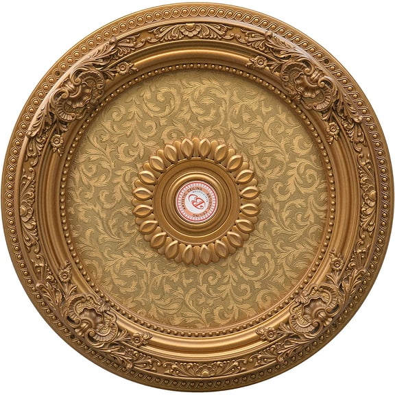 Golden Leaf Chandelier Ceiling Medallion and Fan Medallion, 24 Inches