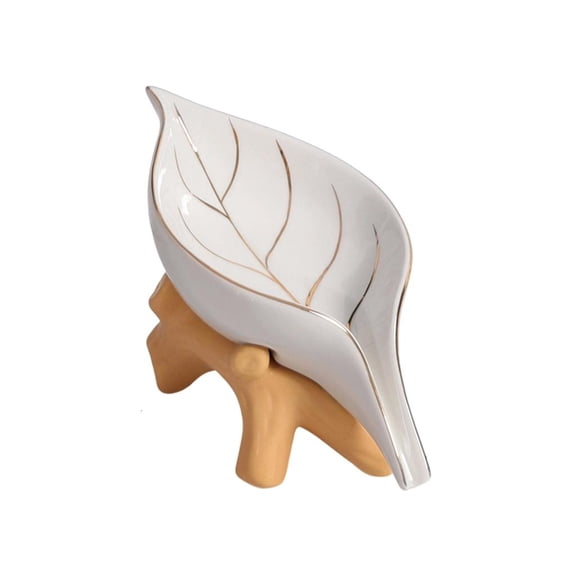Golden Leaf Decors Ceramic Soap Dish SelfDrainage Bathroom Countertop Soap Holder
