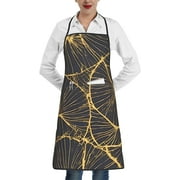 Golden Leaf Stain Resistant Apron Unisex Apron 1 Pocket In The Middle Suitable For Kitchen Cooking Waitress Chef Grill Apron.