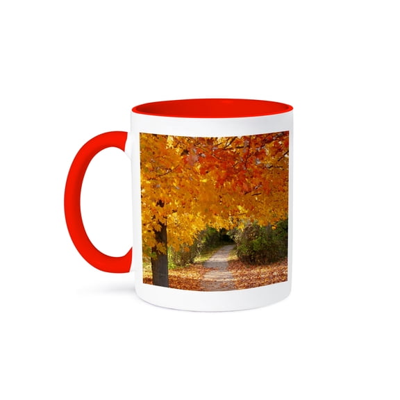 Golden Leaves Mug 11oz Two-Tone Red