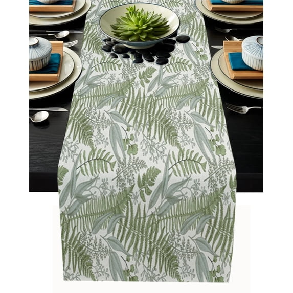 Golden Leaves Black Background Table Runner for Dining Table Wedding Decoration Tablecloth Home Party Decor Table Cover