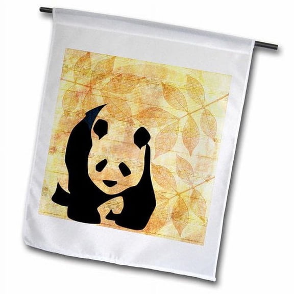 3dRose, Golden Leaves Panda Bear- Animal Art, 12 x 18 inch Garden Flag