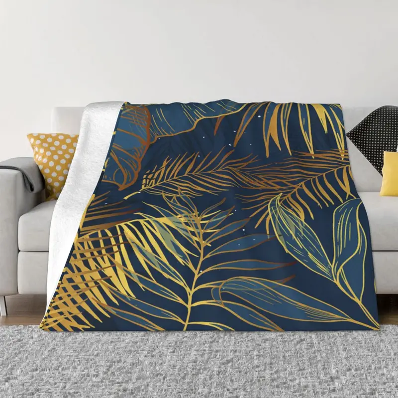 Golden Leaves Plush Winter Blankets Custom Blanket Personalized Throw