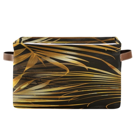 Golden Leaves Square Storage Bins with Handles Collapsible Containing Box 1 Pack