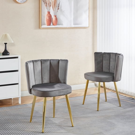 Golden Legged Grey Dining Chair Set / Spacious Seating for Relaxation