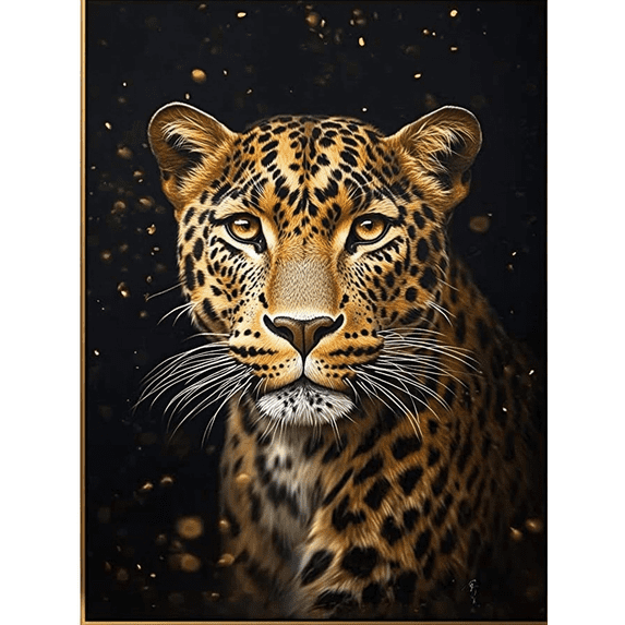 Golden Leopard Canvas Wall Art Print, Perfect for Living Room, Bedroom, Office, Dining Room, and Hallway Decoration.