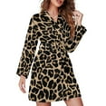 thumbnail image 1 of Golden Leopard Night Robe Long Sleeve V Neck Robe With Belt Women's Sleepwear Dresses, 1 of 9