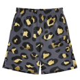 thumbnail image 1 of Golden Leopard Print Pattern Athletic Shorts Breathable with Comfort Fit Drawstring Casual Sweatshorts Large, 1 of 9