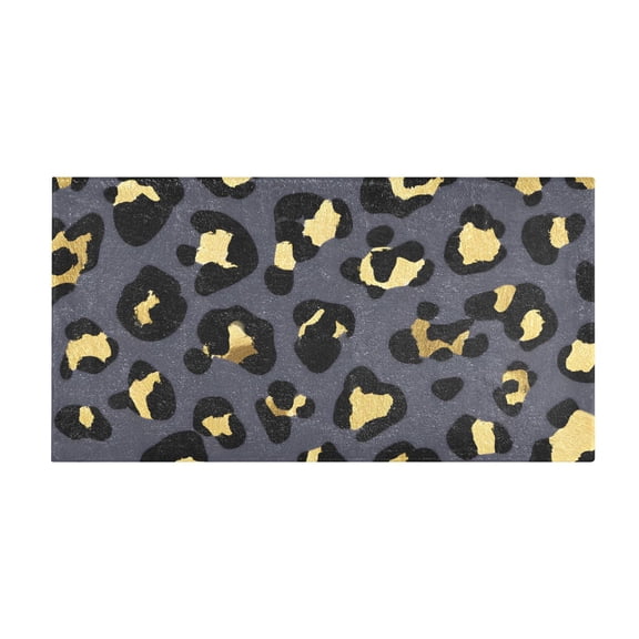 Golden Leopard Print Pattern Bath Mat 39x20 Inch Soft Absorbent Non-Slip Plush Bathroom Rug for Floor