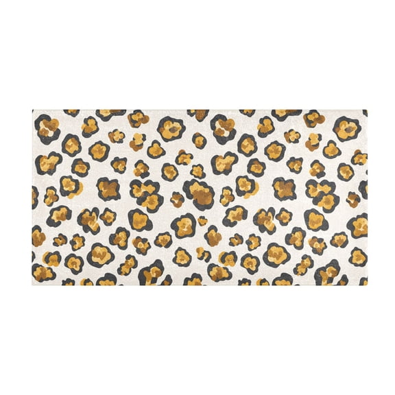 Golden Leopard Print Pattern Bath Mat 39x20 Inch Soft Absorbent Non-Slip Plush Bathroom Rug for Floor