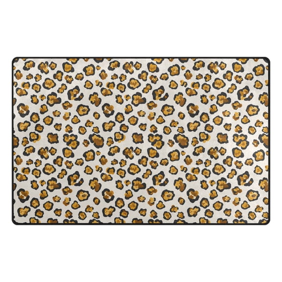 Golden Leopard Print Pattern Memory Foam Area Rug 31"x20" Non Slip, Absorbent, Fade Proof for Living Room, Bedroom, Office