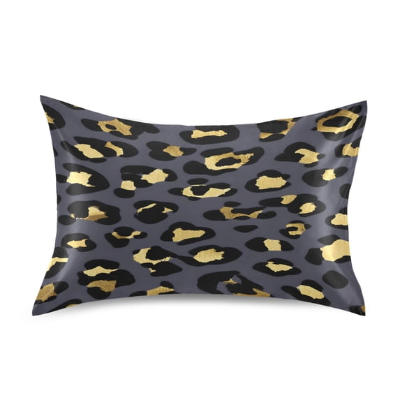 Golden Leopard Print Pattern Queen Size Satin Pillowcase 30''x20'' Double-Sided Print Soft Wrinkle Resistant