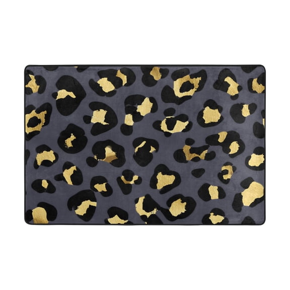 Golden Leopard Print Pattern Rug 72x48in Memory Foam Absorbent Non Slip Plush for Living Room Office Bedroom