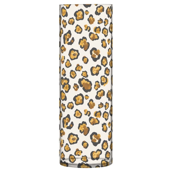 Golden Leopard Print Pattern Vase Flower Vase Clear Unbreakable Plastic Tall Decorative 11.8in