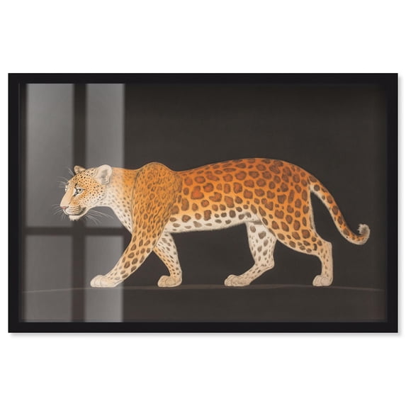 Golden Leopard Shadowbox Print Maximalist Wall Decor by Art Remedy, Black Frame, 54 x 36