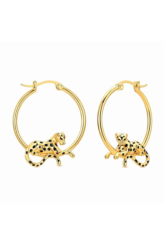 Golden Leopard Silver Plated Earring