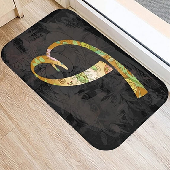 Golden Letters Doormat Bathroom Rectangle Soft Mat Black Kitchen Home Hallway Anti-slip Floor Rug Door Mat Bath Mat