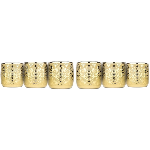 Golden Liberty Collection Elegant and Modern Crystal Double Old Fashioned Glasses Set for Hosting Parties and Events - Set of 6, 10 oz DOF Glasses, 310 ml